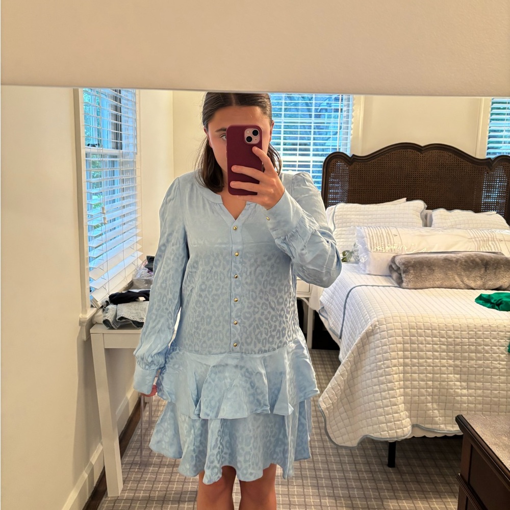 Sail to Sable Sky Blue Textured Dress